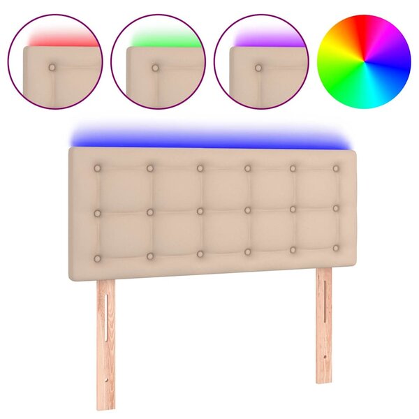 Čelo postele s LED cappuccino 80 x 5 x 78/88 cm umělá kůže 3121689