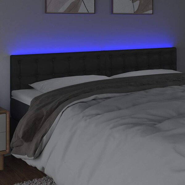 Čelo postele s LED černé 180x5x78/88 cm umělá kůže 3121714