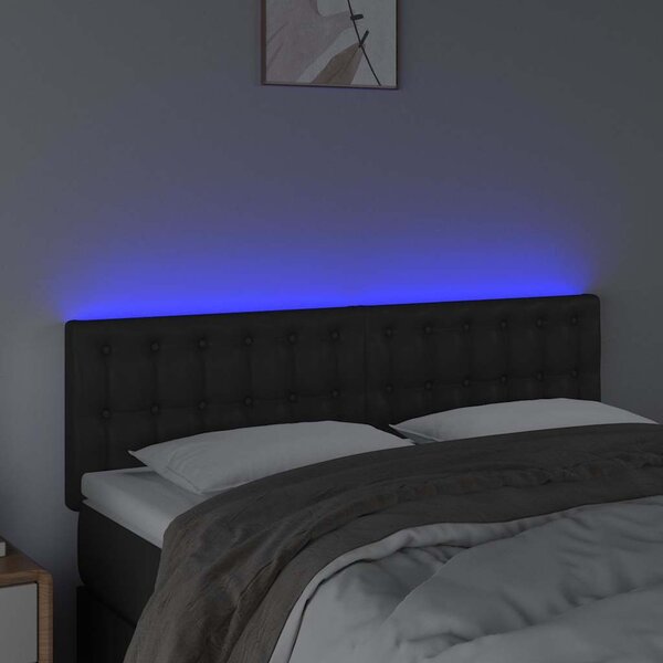 Čelo postele s LED černé 144x5x78/88 cm umělá kůže 3121702