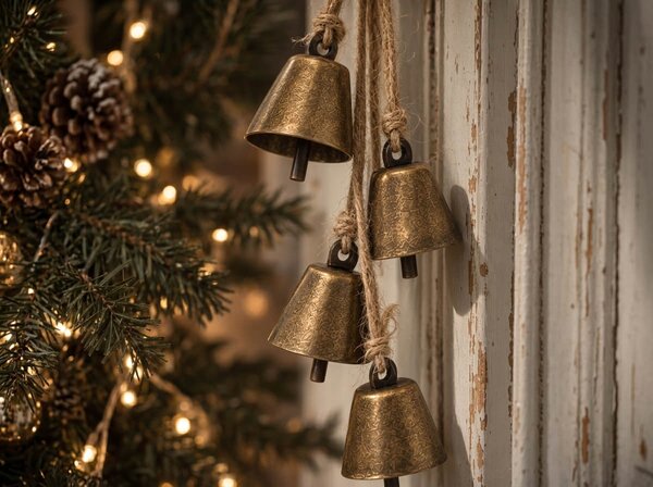 Vánoční závěsná dekorace GOLDEN BELLS 35 cm, zlatá