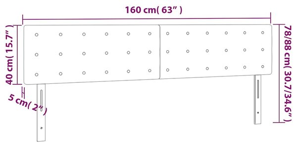 Čelo postele s LED šedé 160x5x78/88 cm umělá kůže 3121712