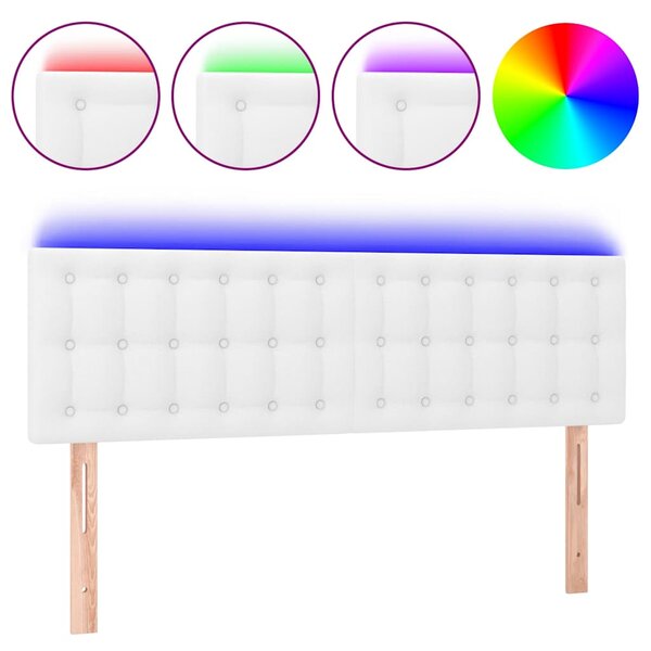 Čelo postele s LED bílé 144x5x78/88 cm umělá kůže 3121703