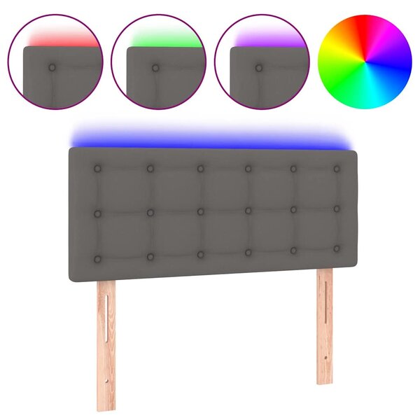 Čelo postele s LED šedé 100x5x78/88 cm umělá kůže 3121700
