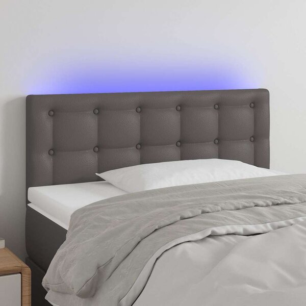 Čelo postele s LED šedé 100x5x78/88 cm umělá kůže 3121700