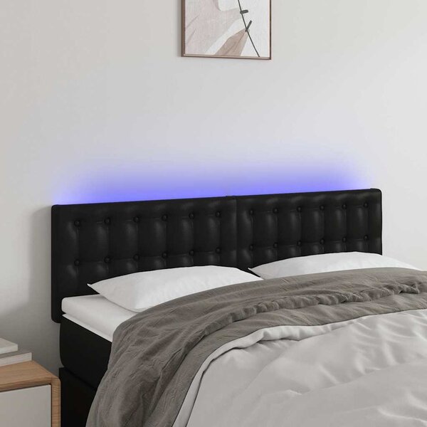 Čelo postele s LED černé 144x5x78/88 cm umělá kůže 3121702