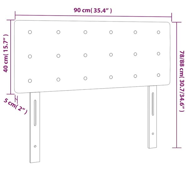 Čelo postele s LED krémové 90x5x78/88 cm umělá kůže 3121692