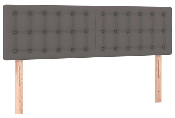 Čelo postele s LED šedé 144x5x78/88 cm umělá kůže 3121706