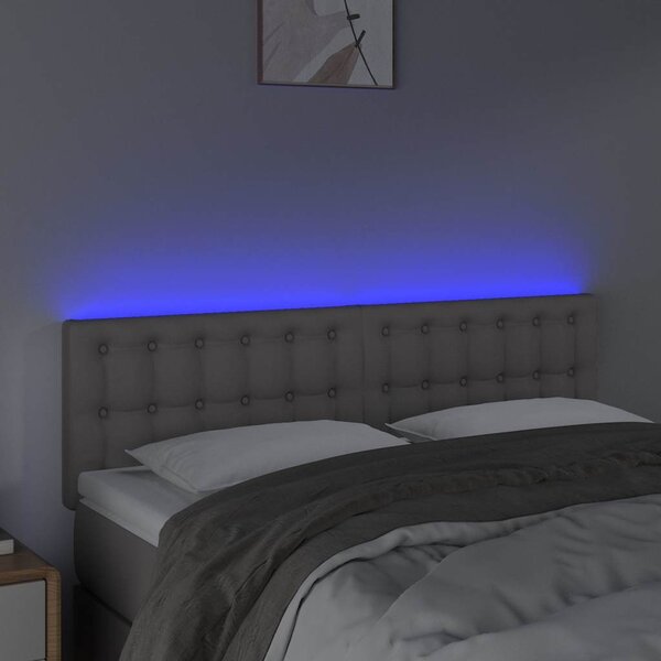 Čelo postele s LED šedé 144x5x78/88 cm umělá kůže 3121706