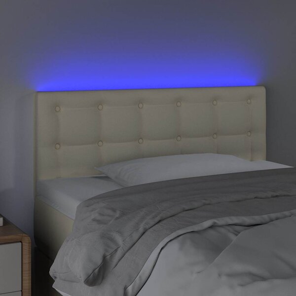 Čelo postele s LED krémové 90x5x78/88 cm umělá kůže 3121692