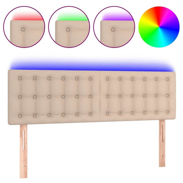 Čelo postele s LED cappuccino 144x5x78/88 cm umělá kůže 3121707