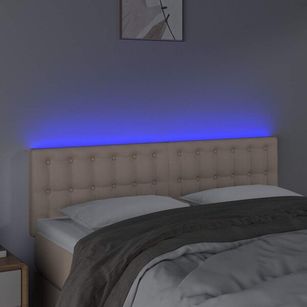 Čelo postele s LED cappuccino 144x5x78/88 cm umělá kůže 3121707
