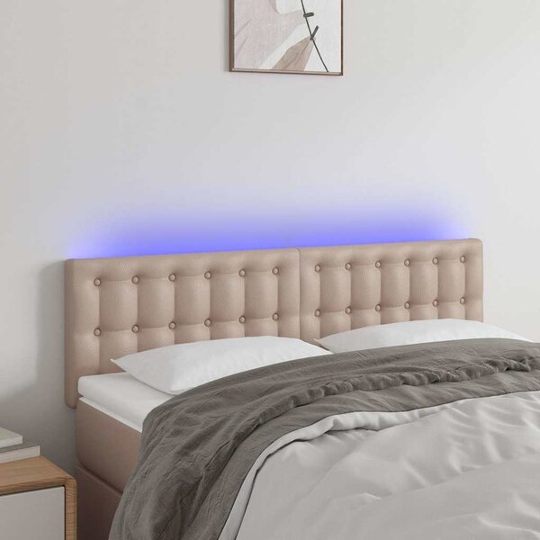 Čelo postele s LED cappuccino 144x5x78/88 cm umělá kůže 3121707