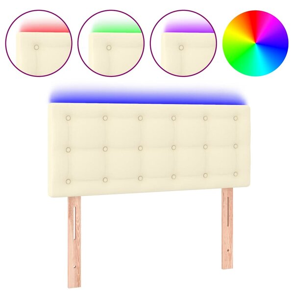 Čelo postele s LED krémové 90x5x78/88 cm umělá kůže 3121692