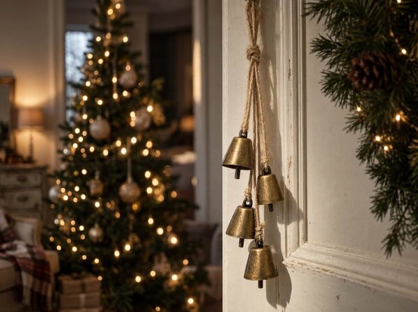Vánoční závěsná dekorace GOLDEN BELLS 35 cm, zlatá