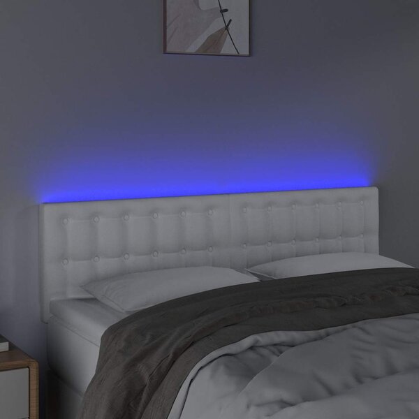 Čelo postele s LED bílé 144x5x78/88 cm umělá kůže 3121703