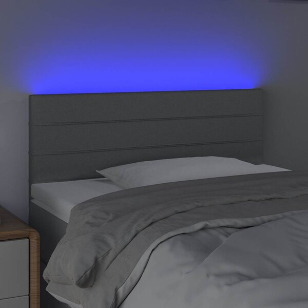 Čelo postele s LED světle šedé 80 x 5 x 78/88 cm textil 3121726