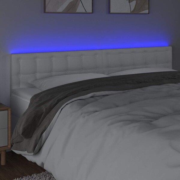 Čelo postele s LED bílé 200x5x78/88 cm umělá kůže 3121721