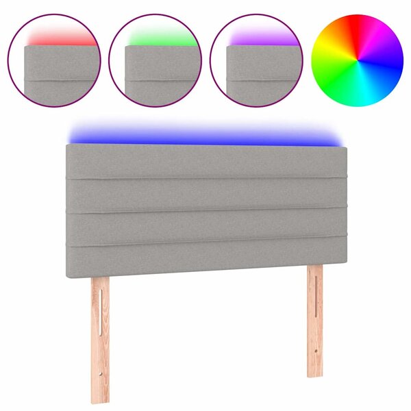 Čelo postele s LED světle šedé 80 x 5 x 78/88 cm textil 3121726