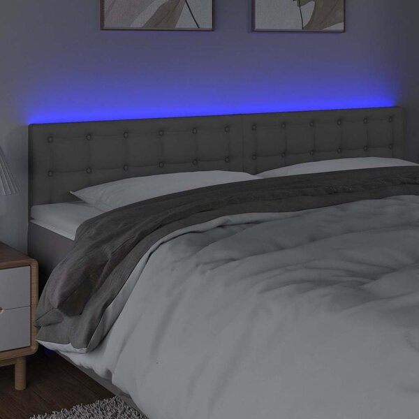 Čelo postele s LED šedé 160x5x78/88 cm umělá kůže 3121712
