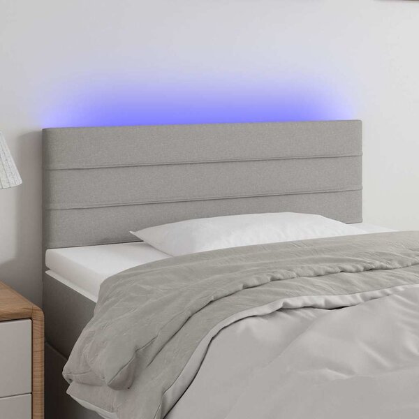 Čelo postele s LED světle šedé 80 x 5 x 78/88 cm textil 3121726