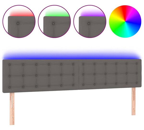 Čelo postele s LED šedé 160x5x78/88 cm umělá kůže 3121712