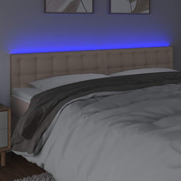 Čelo postele s LED cappuccino 200x5x78/88 cm umělá kůže 3121725