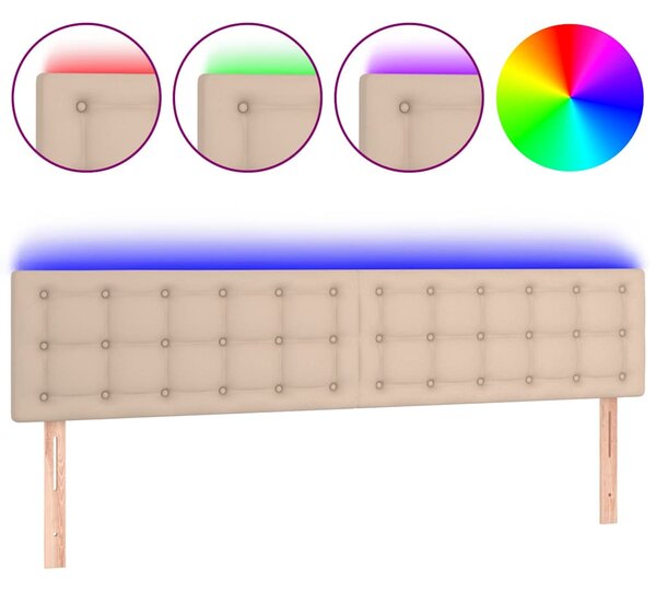 Čelo postele s LED cappuccino 200x5x78/88 cm umělá kůže 3121725
