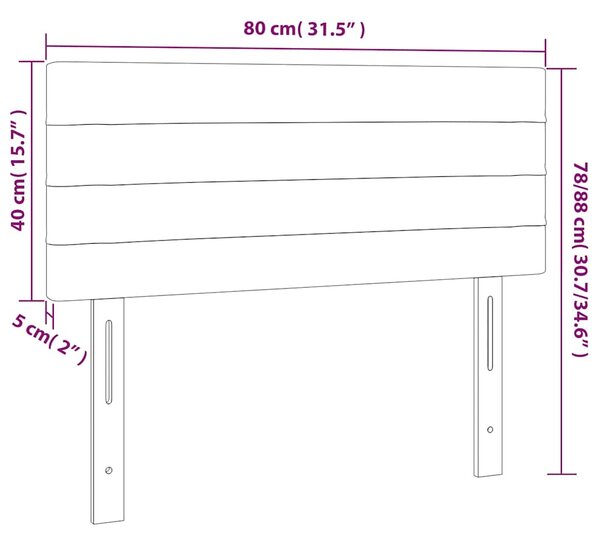 Čelo postele s LED černé 80 x 5 x 78/88 cm samet 3121784