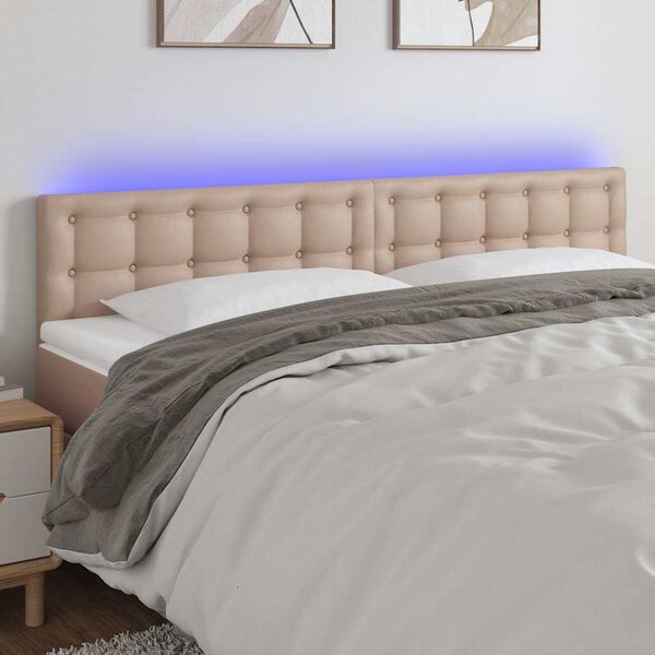 Čelo postele s LED cappuccino 200x5x78/88 cm umělá kůže 3121725