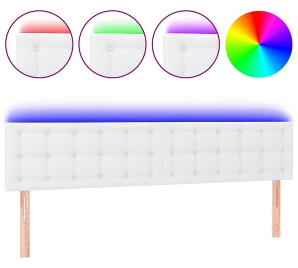 Čelo postele s LED bílé 200x5x78/88 cm umělá kůže 3121721