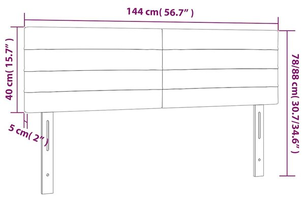Čelo postele s LED krémové 144x5x78/88 cm textil 3121755