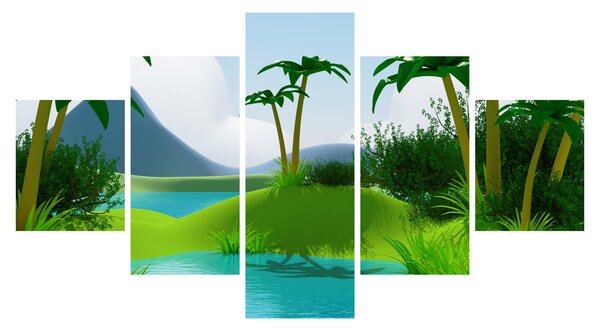 Obraz - Jezera v jungli (125x70 cm)