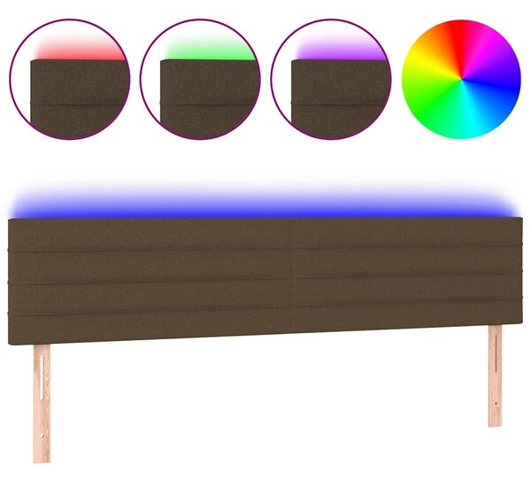 Čelo postele s LED tmavě hnědé 180x5x78/88 cm textil 3121769