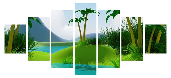 Obraz - Jezera v jungli (210x100 cm)