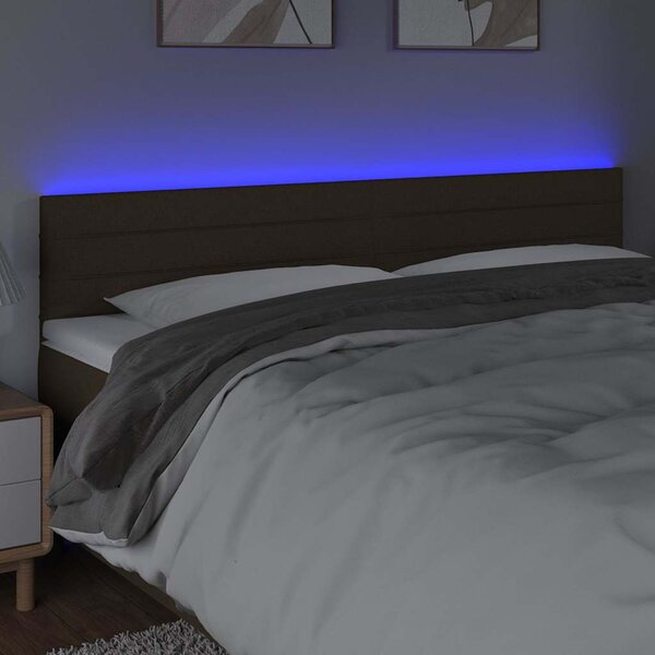 Čelo postele s LED tmavě hnědé 180x5x78/88 cm textil 3121769