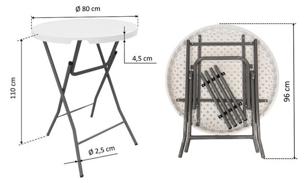 TENTino Bistro stolek koktejlový průměr 80 cm, bílý, BSTL80
