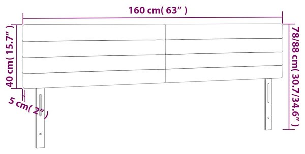 Čelo postele s LED tmavě zelené 160x5x78/88 cm samet 3121809