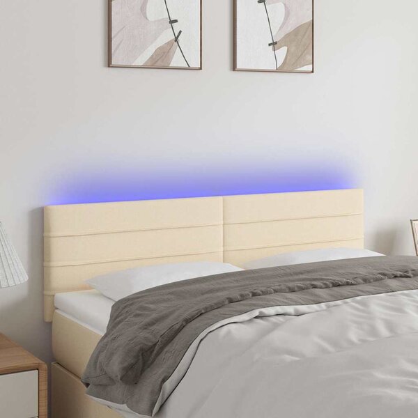 Čelo postele s LED krémové 144x5x78/88 cm textil 3121755