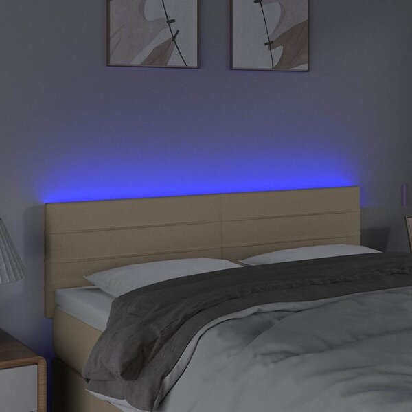Čelo postele s LED krémové 144x5x78/88 cm textil 3121755