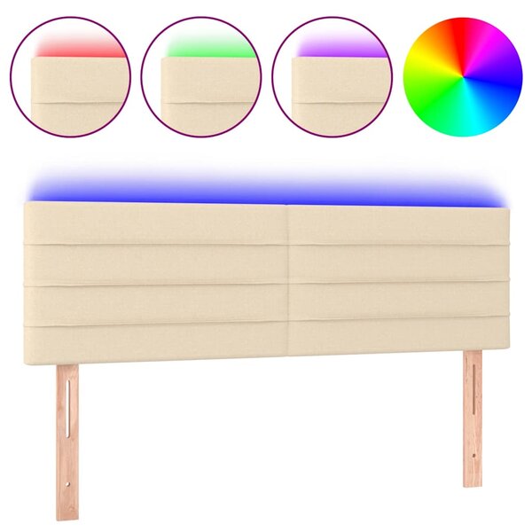Čelo postele s LED krémové 144x5x78/88 cm textil 3121755