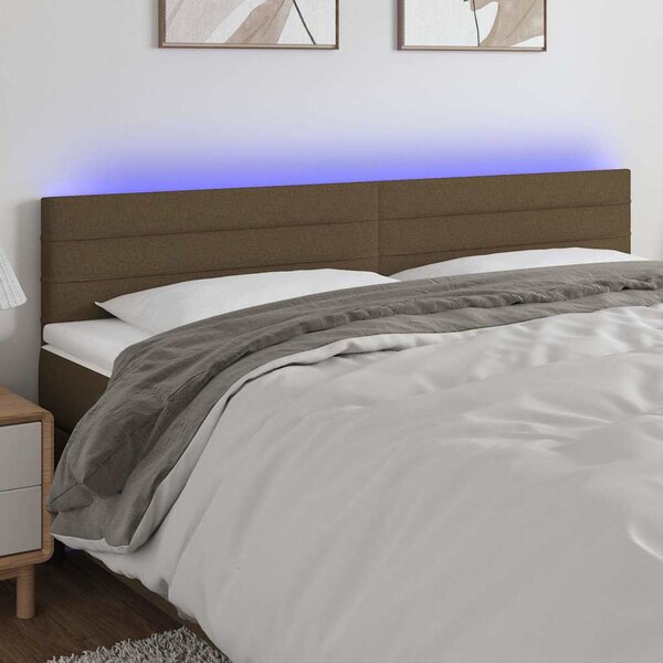 Čelo postele s LED tmavě hnědé 180x5x78/88 cm textil 3121769