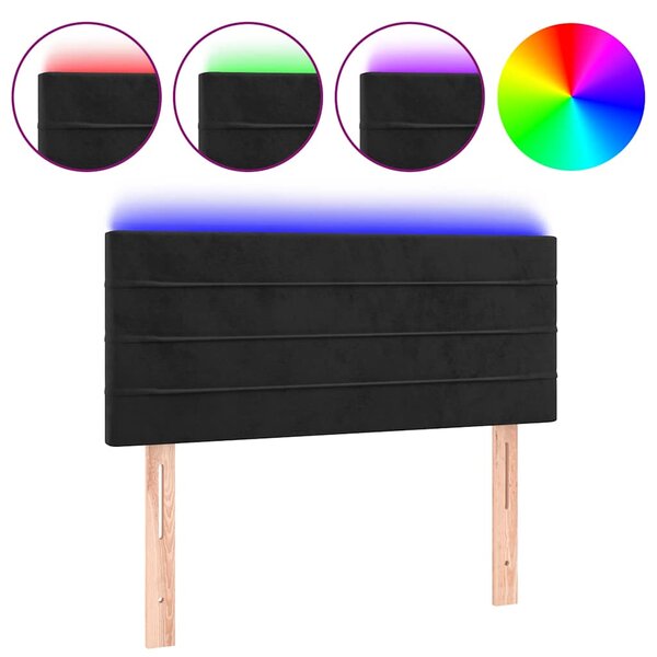 Čelo postele s LED černé 80 x 5 x 78/88 cm samet 3121784