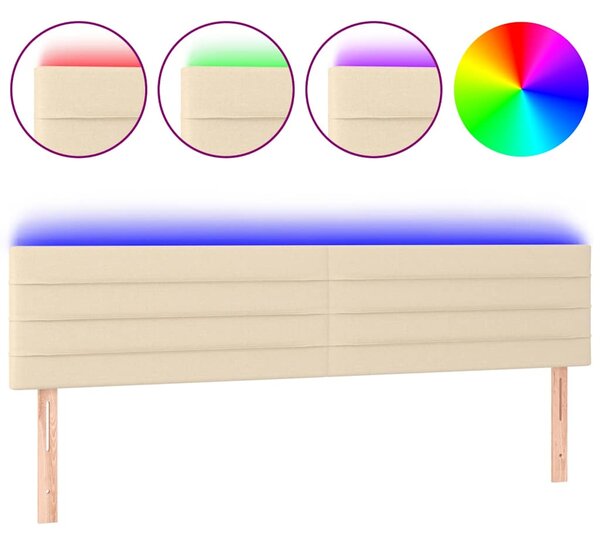 Čelo postele s LED krémové 180x5x78/88 cm textil 3121771