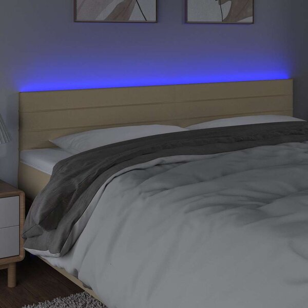 Čelo postele s LED krémové 180x5x78/88 cm textil 3121771