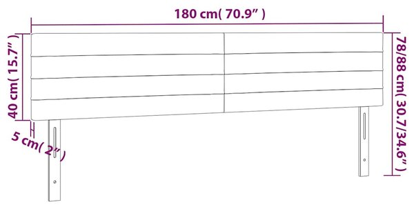 Čelo postele s LED tmavě hnědé 180x5x78/88 cm textil 3121769