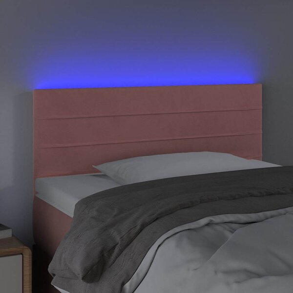 Čelo postele s LED růžové 100x5x78/88 cm samet 3121799