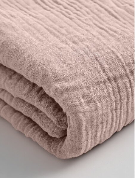 Mušelínové napínací prostěradlo světle růžové Velikost: 90x200x30