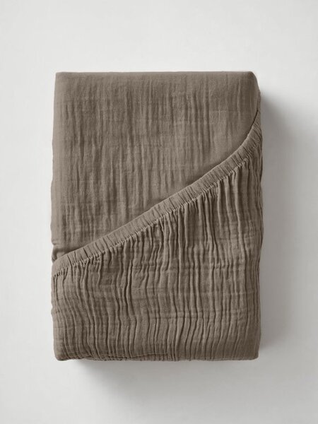 Mušelínové napínací prostěradlo taupe Velikost: 90x200x30