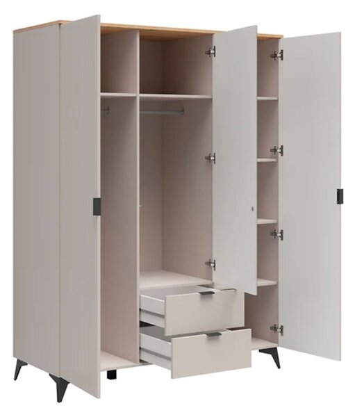 Šatní skříň Velton SZF2D1M2S, kašmír/dub artisan/béžová písková