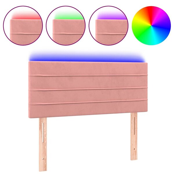 Čelo postele s LED růžové 100x5x78/88 cm samet 3121799